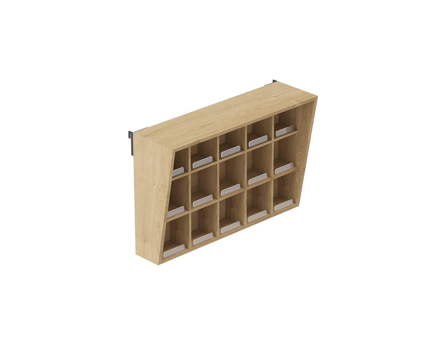 ANGLED BOX SHELF WITH DIVIDER